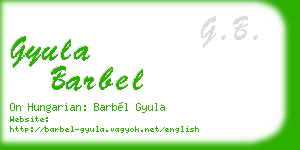 gyula barbel business card